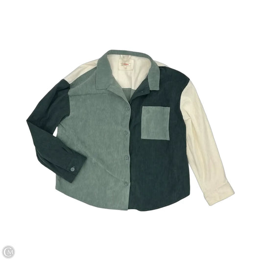 Jacket Shirt By Clothes Mentor In Cream & Green, Size: Xl