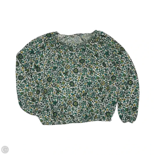 Blouse Long Sleeve By Loft In Green & White, Size: S
