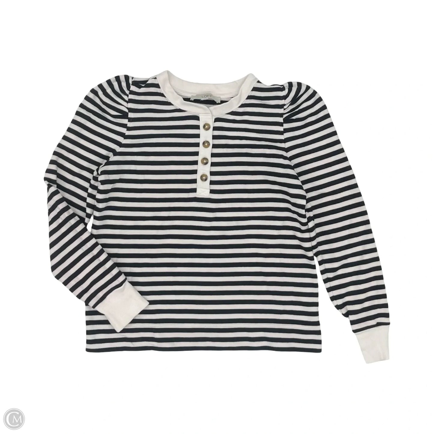 Top Long Sleeve By Loft In Black & White, Size: S