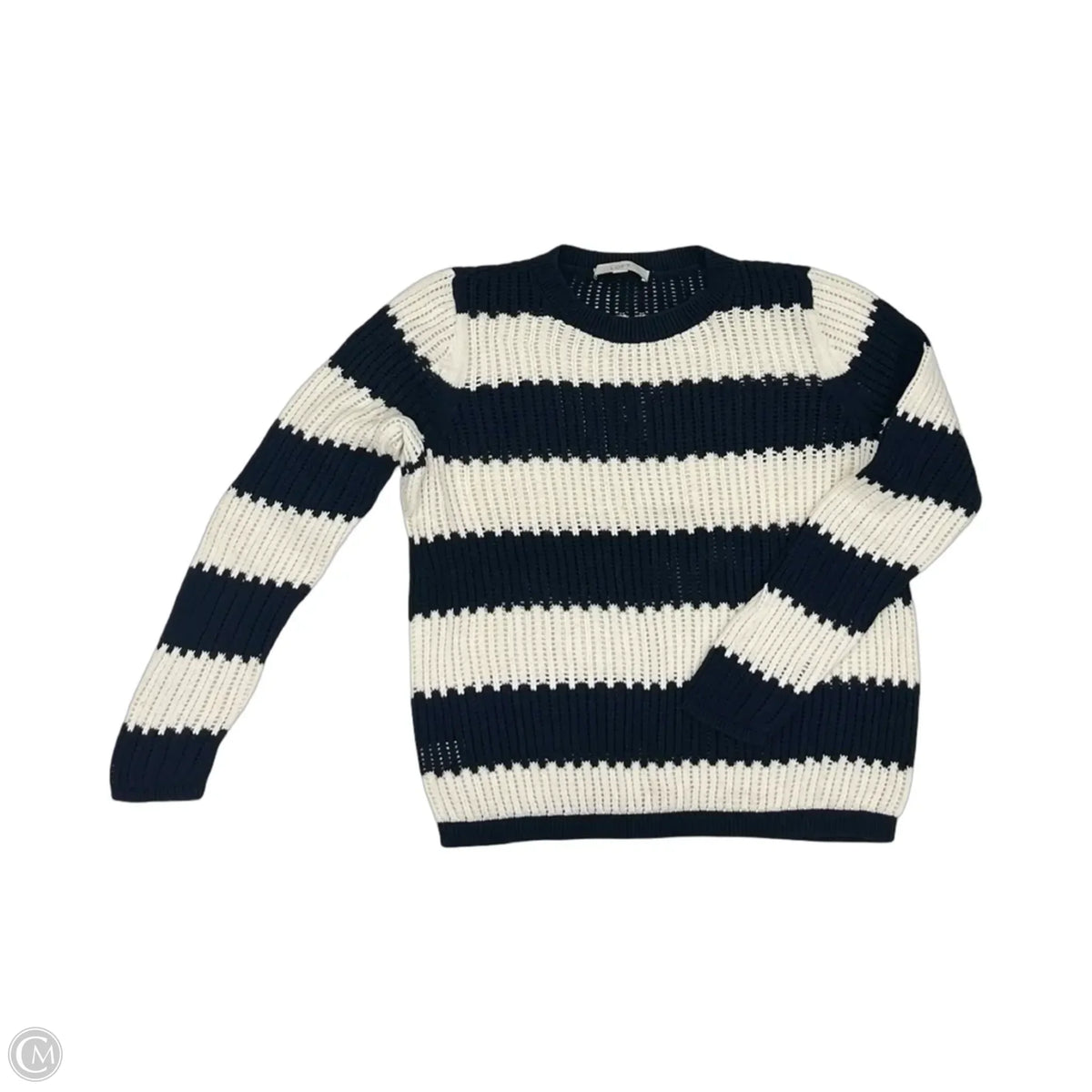 Sweater By Loft In Blue & Cream, Size: L