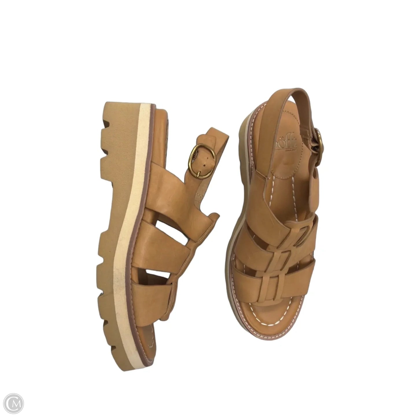 Sandals Heels Wedge By Sofft In Tan, Size: 9