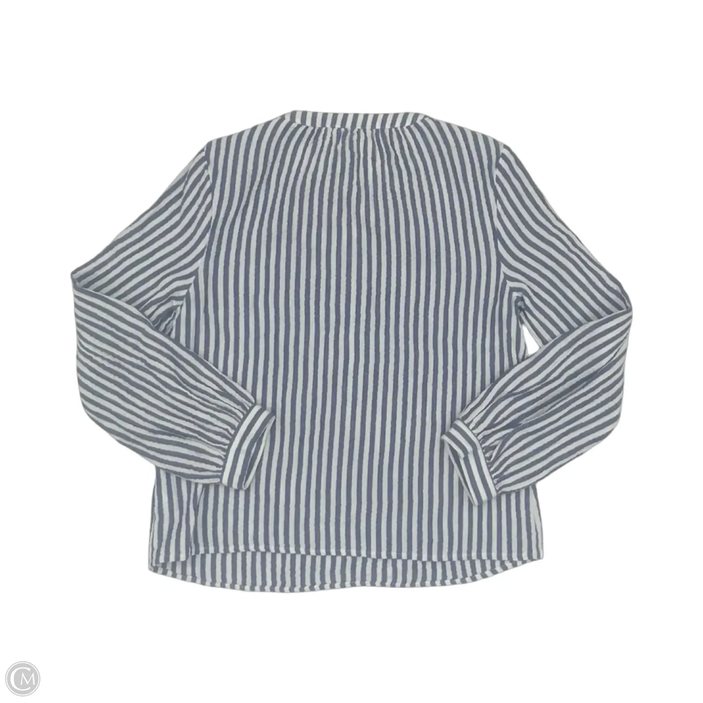 Blouse Long Sleeve By Universal Thread In Blue & White, Size: S