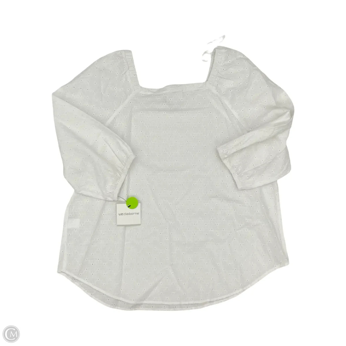 Blouse Long Sleeve By Liz Claiborne In White, Size: L