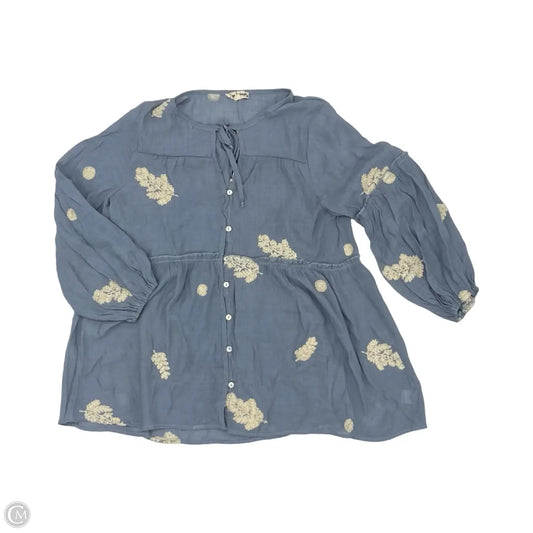 Blouse Long Sleeve By Clothes Mentor In Blue, Size: L