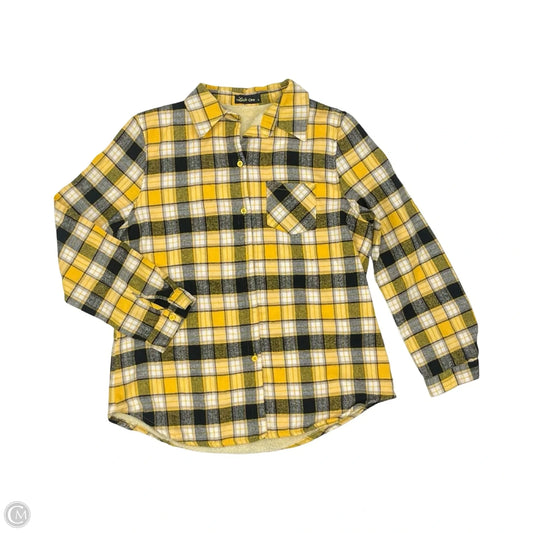 Jacket Shirt By Clothes Mentor In Black & Yellow, Size: L