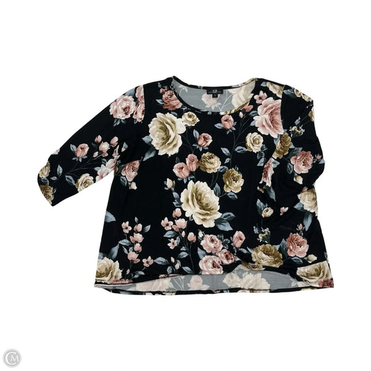 Top Long Sleeve By Agb In Floral Print, Size: 3x