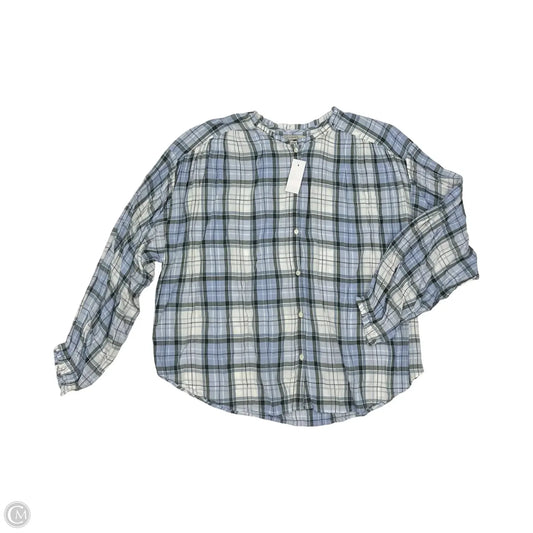 Blouse Long Sleeve By Loft In Blue & Grey, Size: Xl