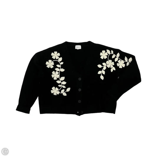 Sweater Cardigan By Kori America In Black & Cream, Size: M