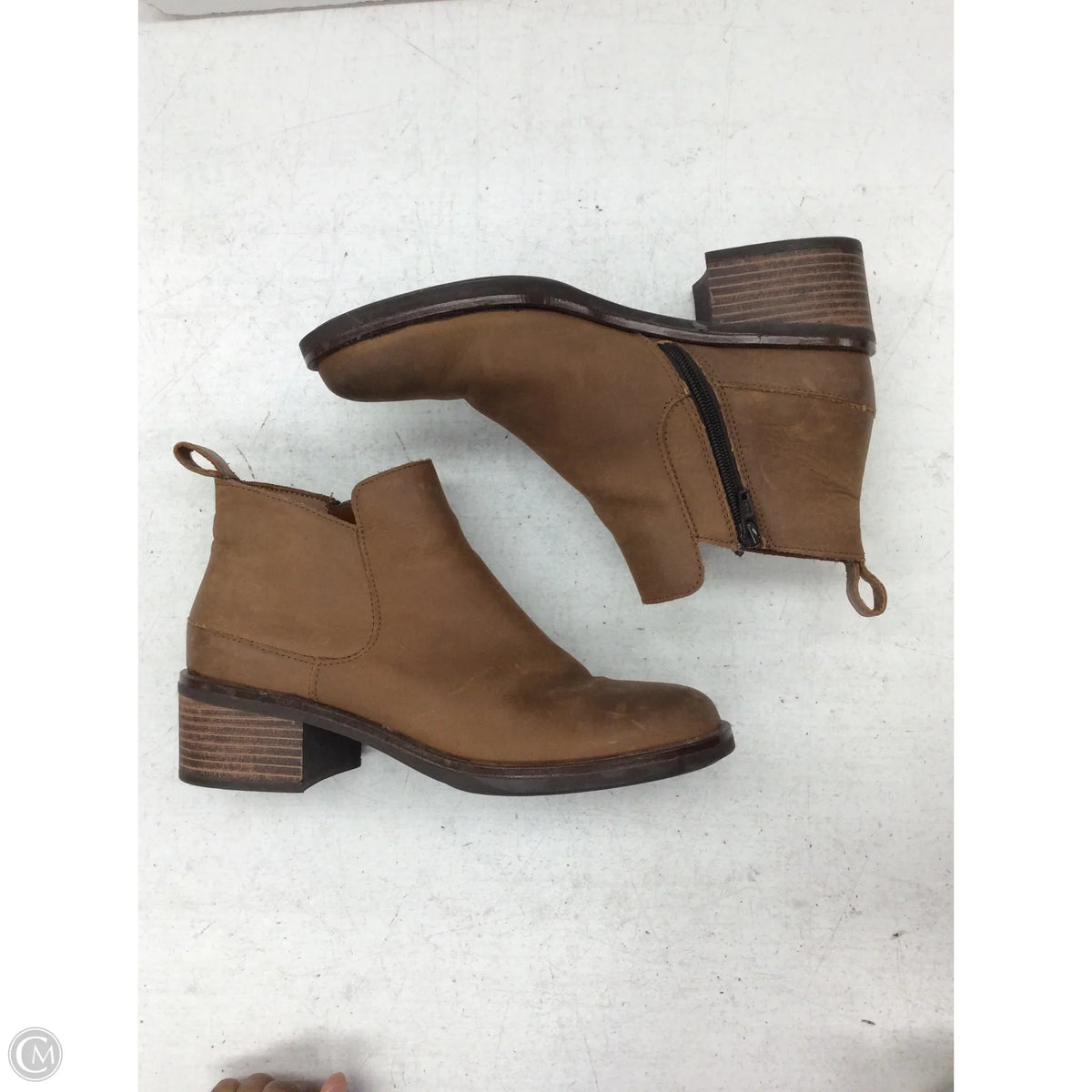 Boots Ankle Heels By Clarks In Brown, Size: 8.5
