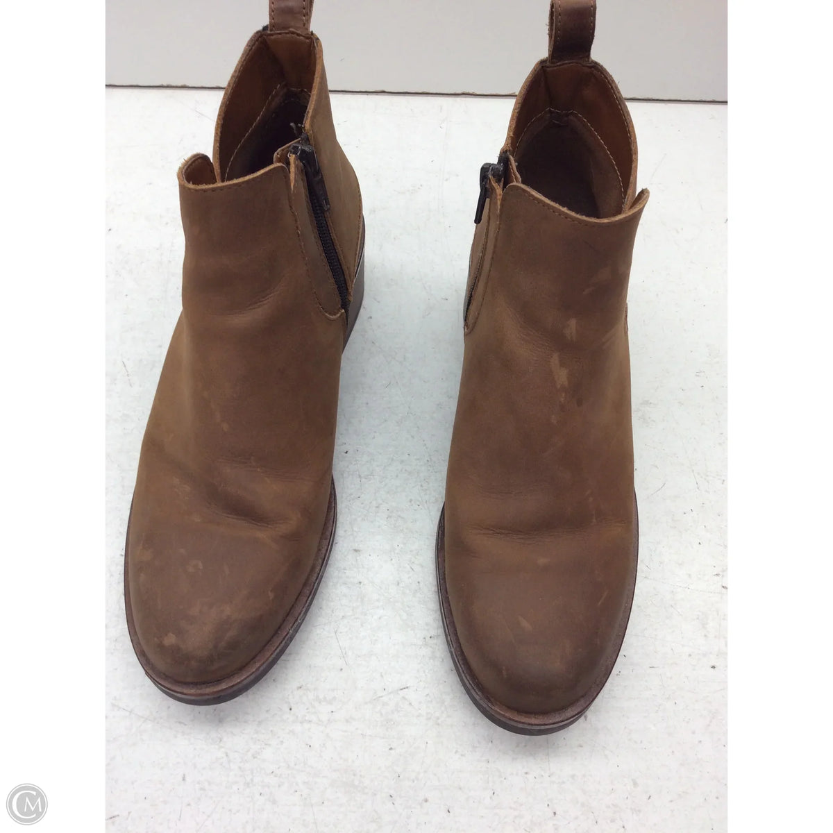 Boots Ankle Heels By Clarks In Brown, Size: 8.5