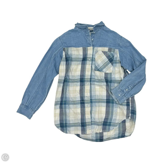 Blouse Long Sleeve By American Eagle In Blue Denim, Size: M