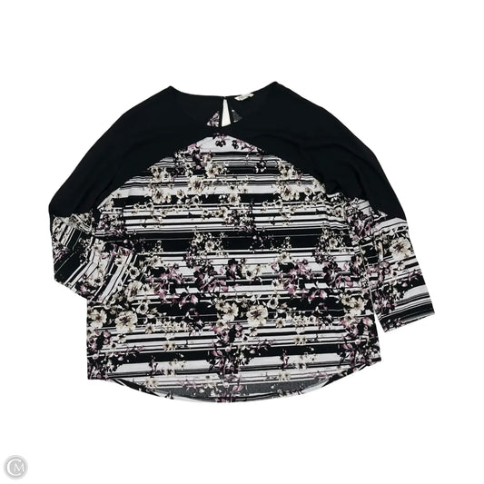 Blouse Long Sleeve By Cato In Black & White, Size: 3x