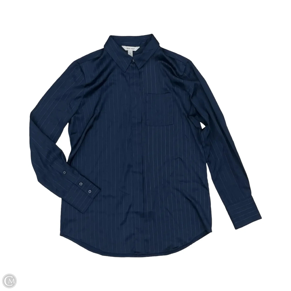 Blouse Long Sleeve By Nine West In Blue, Size: S