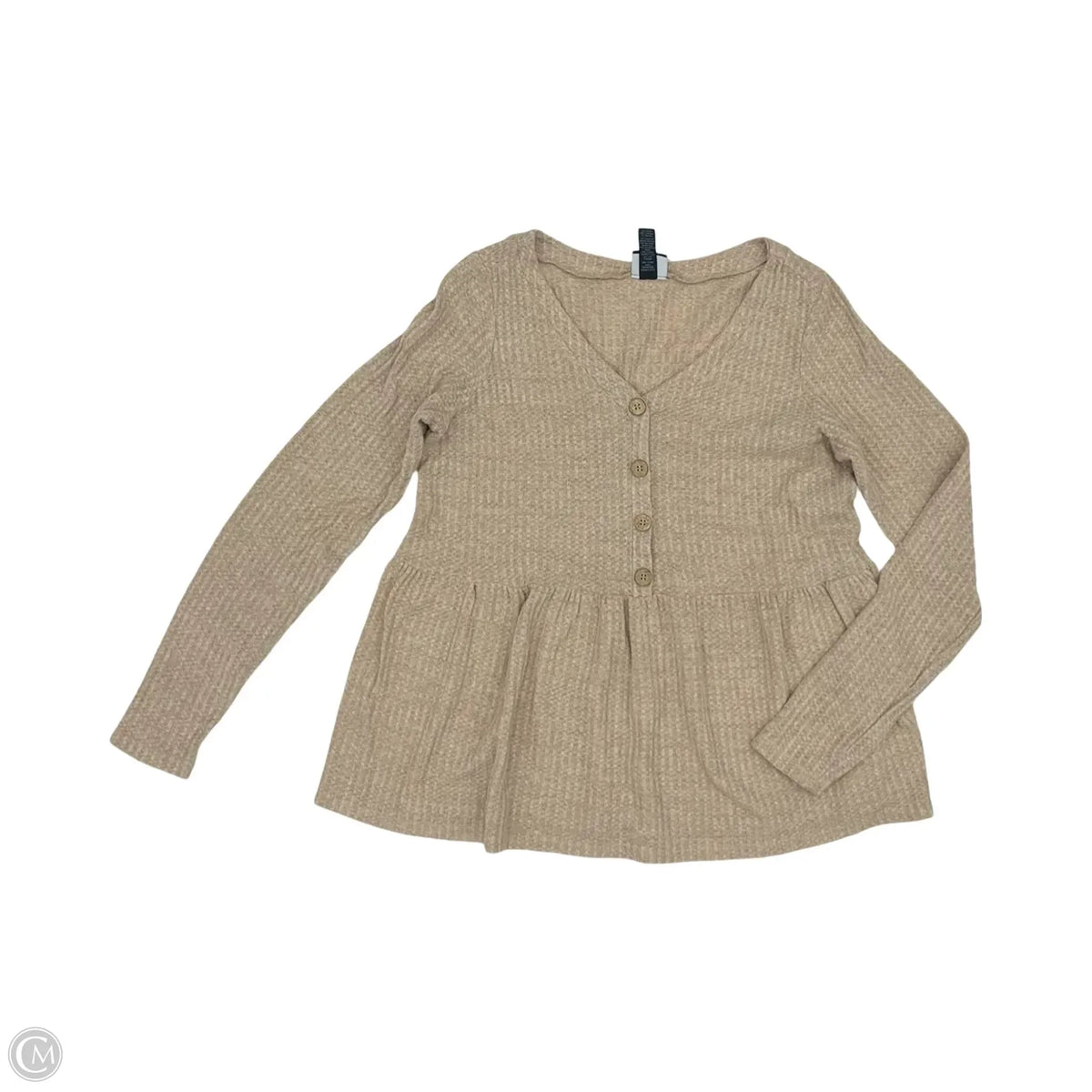 Top Long Sleeve By Daytrip In Tan, Size: L
