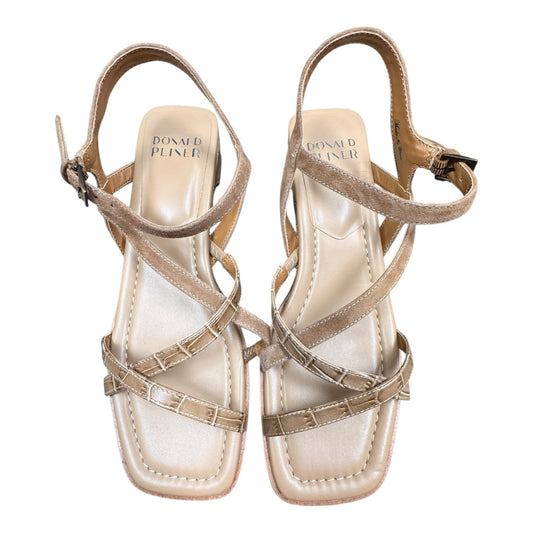 Sandals Heels Block By Donald Pliner In Tan, Size:7