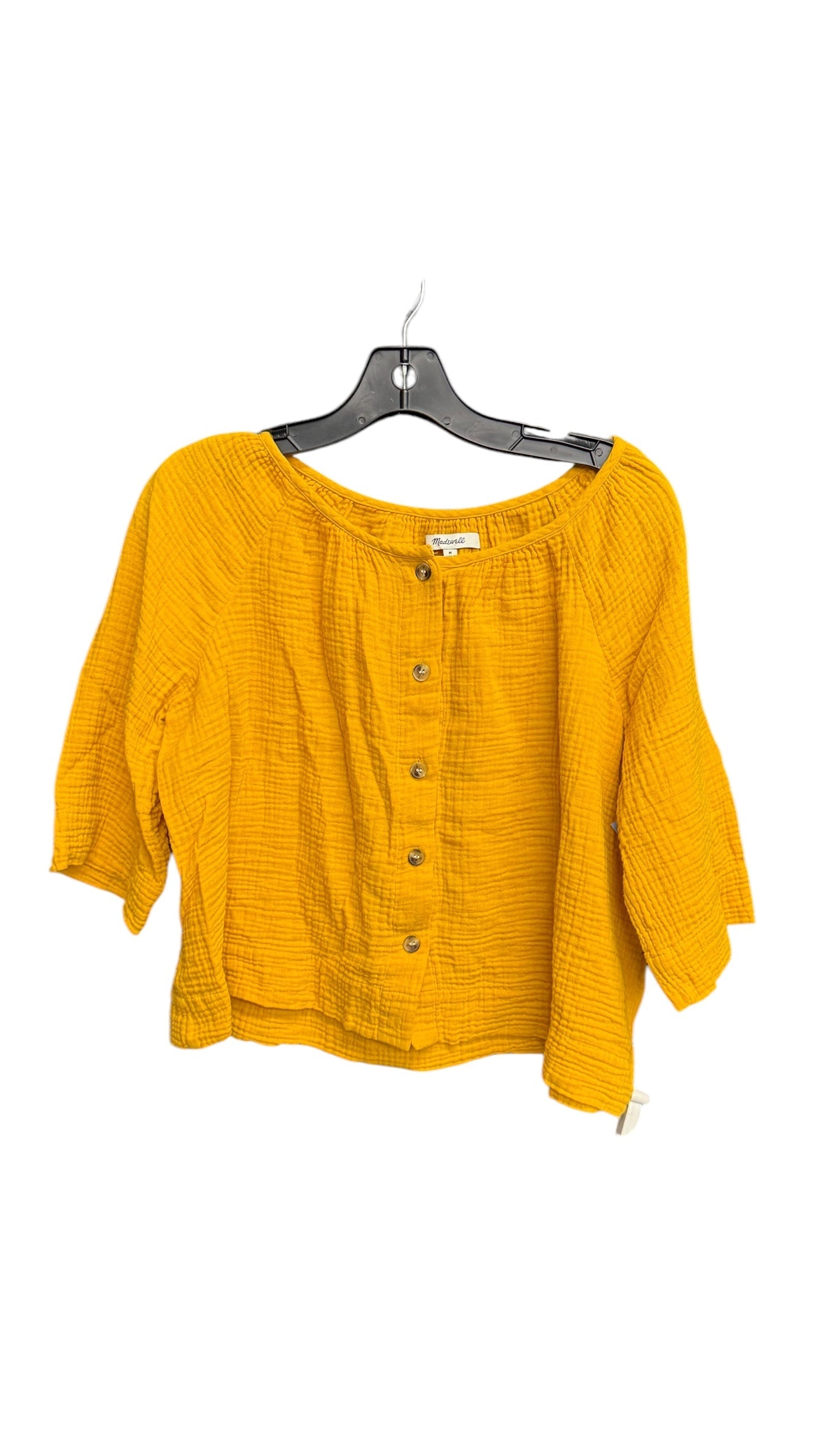 Top 3/4 Sleeve By Madewell In Yellow, Size: M