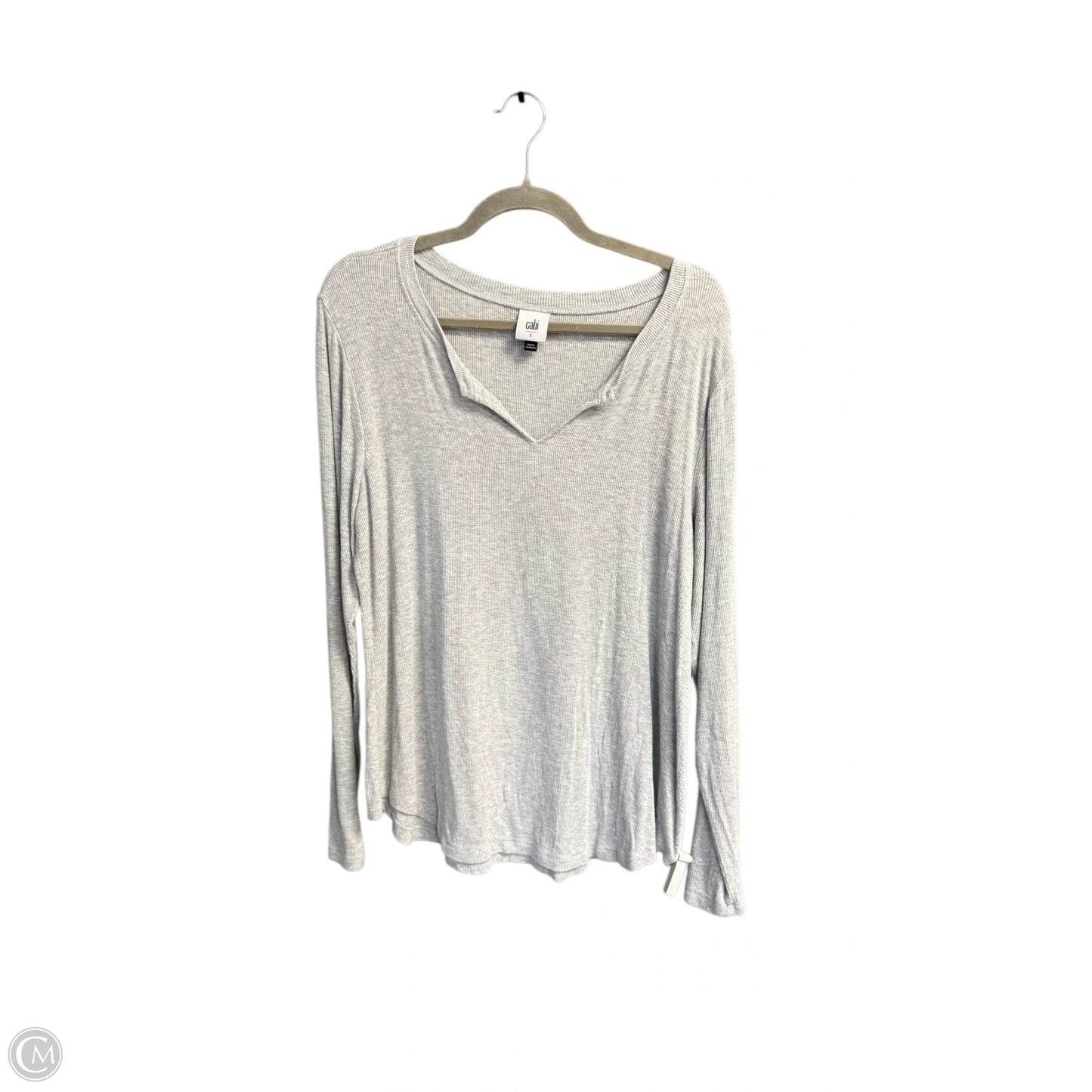 Top Long Sleeve Basic By Cabi In Grey, Size: L