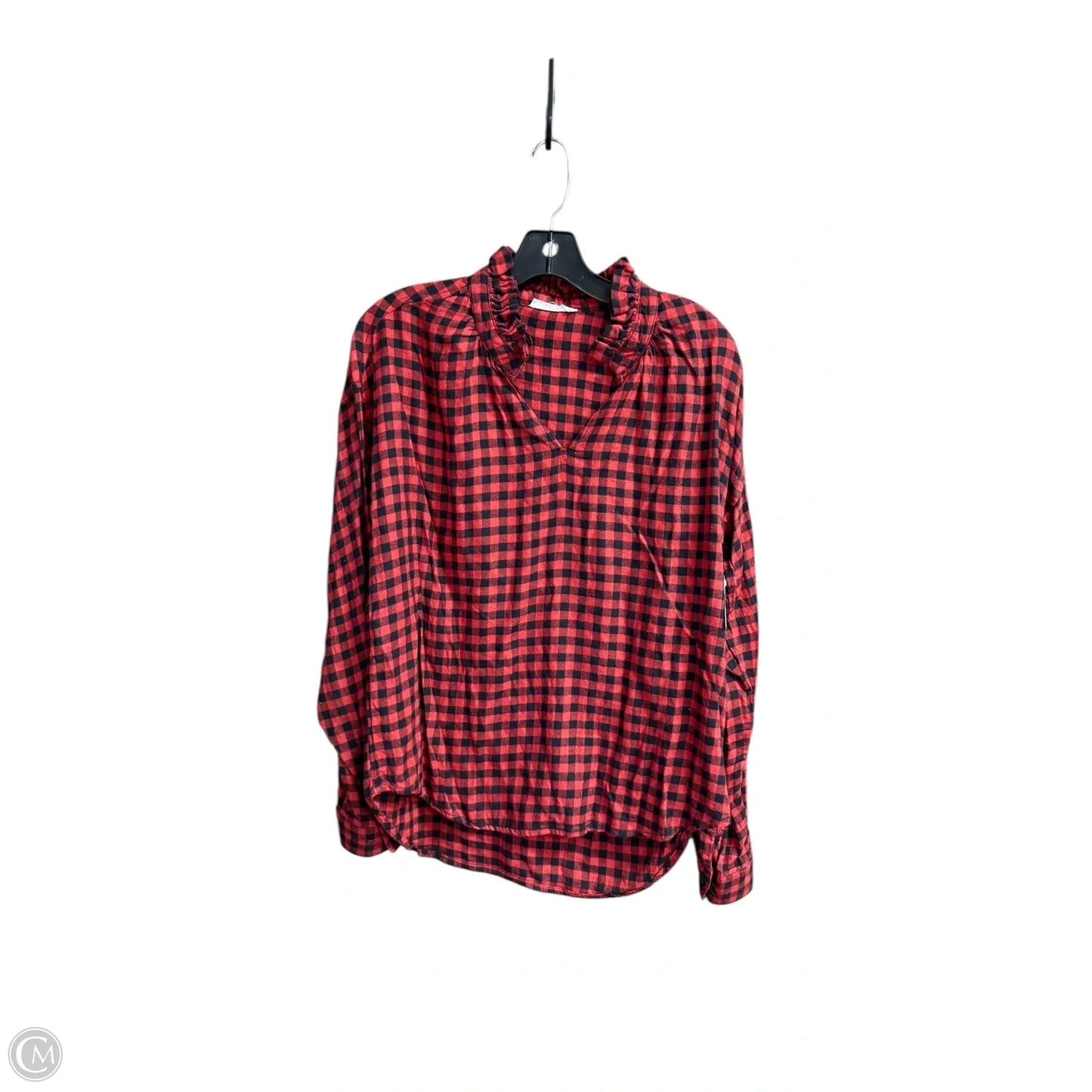 Top Long Sleeve By Beachlunchlounge In Checkered Pattern, Size: S