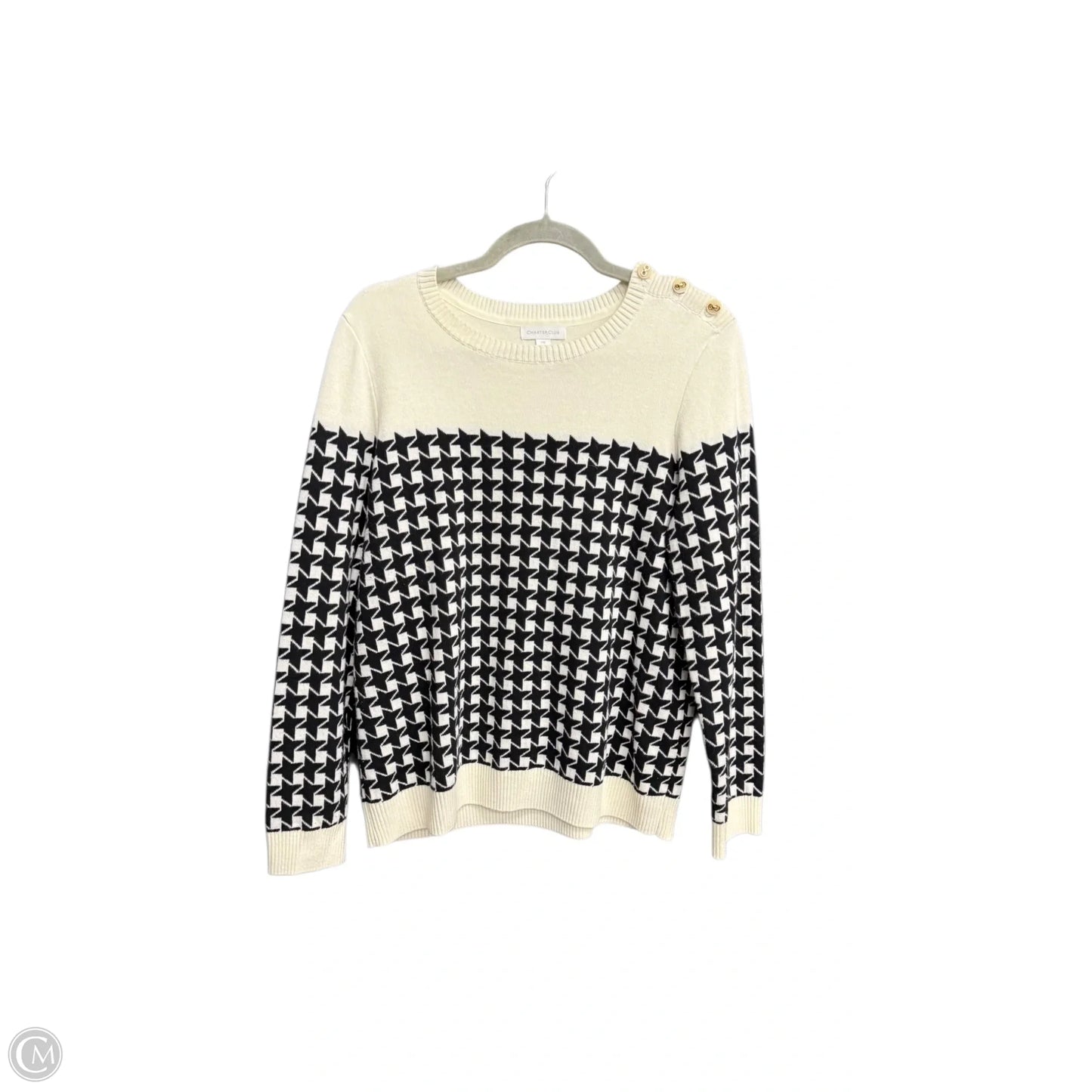 Sweater By Charter Club In Black & Cream, Size: Xlp
