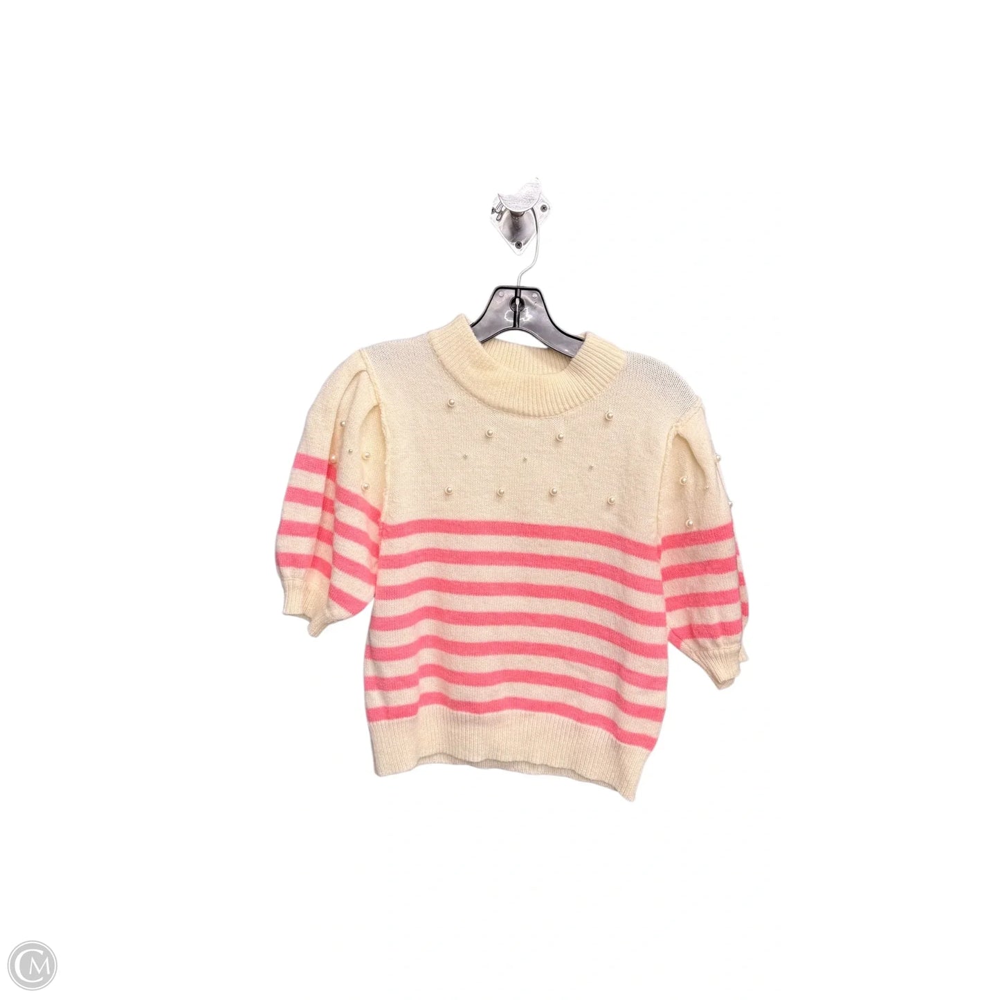 Sweater Short Sleeve By Peach Love Cream California In Striped Pattern, Size: S