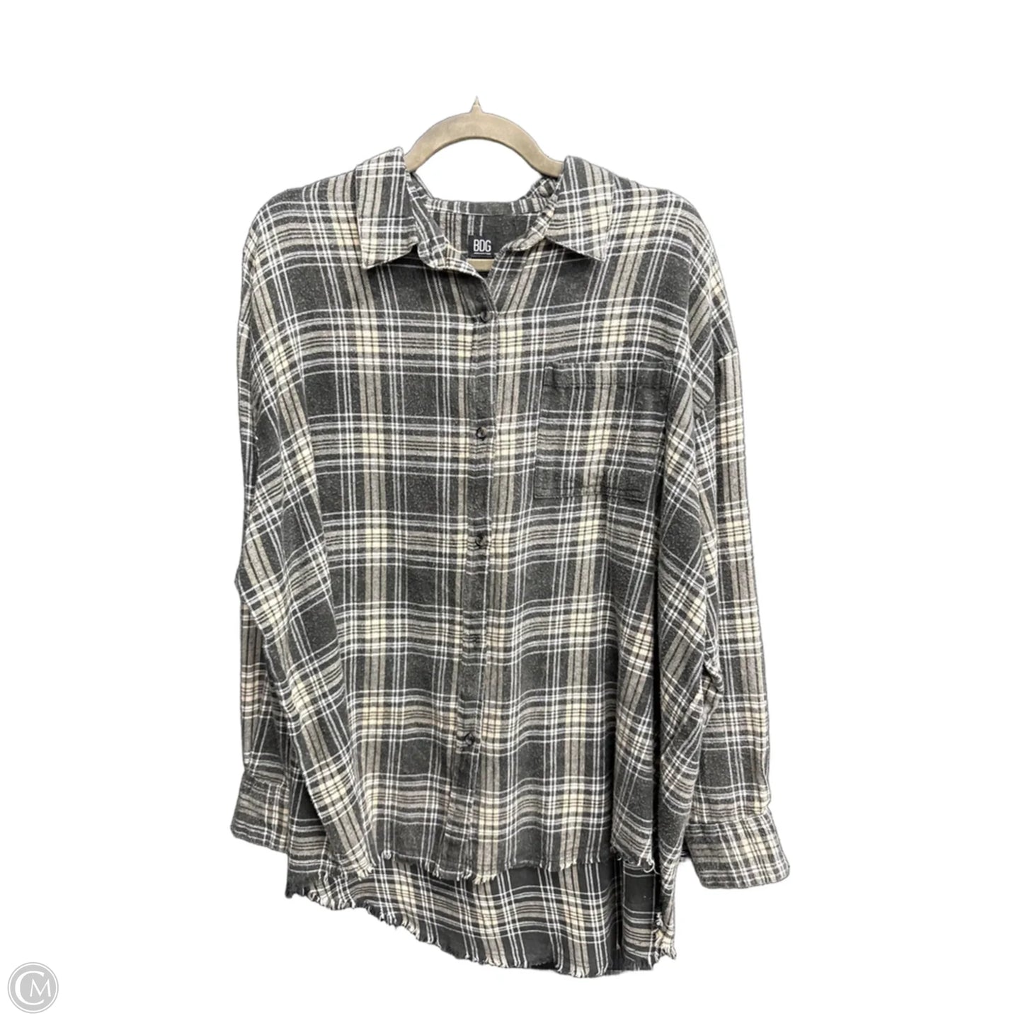 Blouse Long Sleeve By Bdg In Plaid Pattern, Size: S
