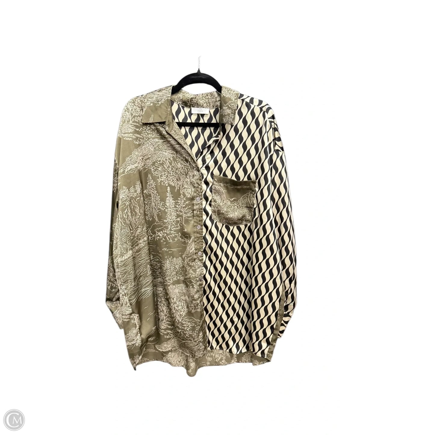 Blouse Long Sleeve By Entro In Black & Cream, Size: Xl