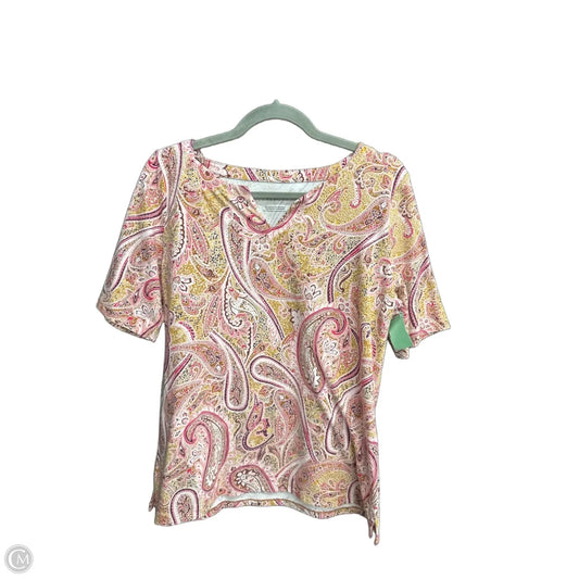 Top Short Sleeve Basic By Talbots In Paisley Print, Size: L
