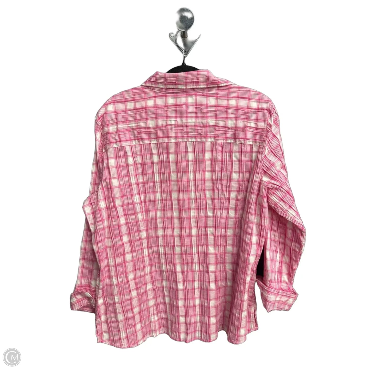 Blouse 3/4 Sleeve By Foxcroft In Plaid Pattern, Size: Xl