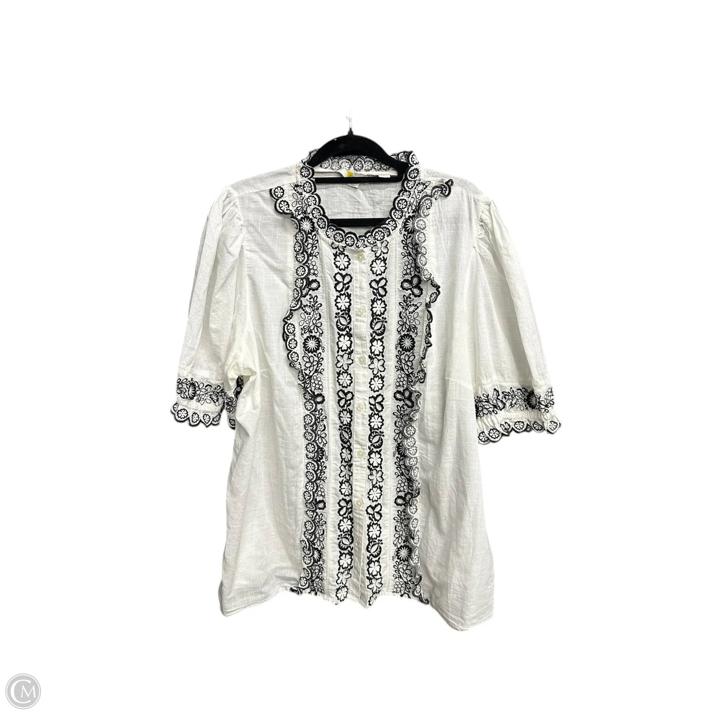 Blouse Short Sleeve By Boden In White, Size: 2x