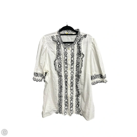 Blouse Short Sleeve By Boden In White, Size: 2x