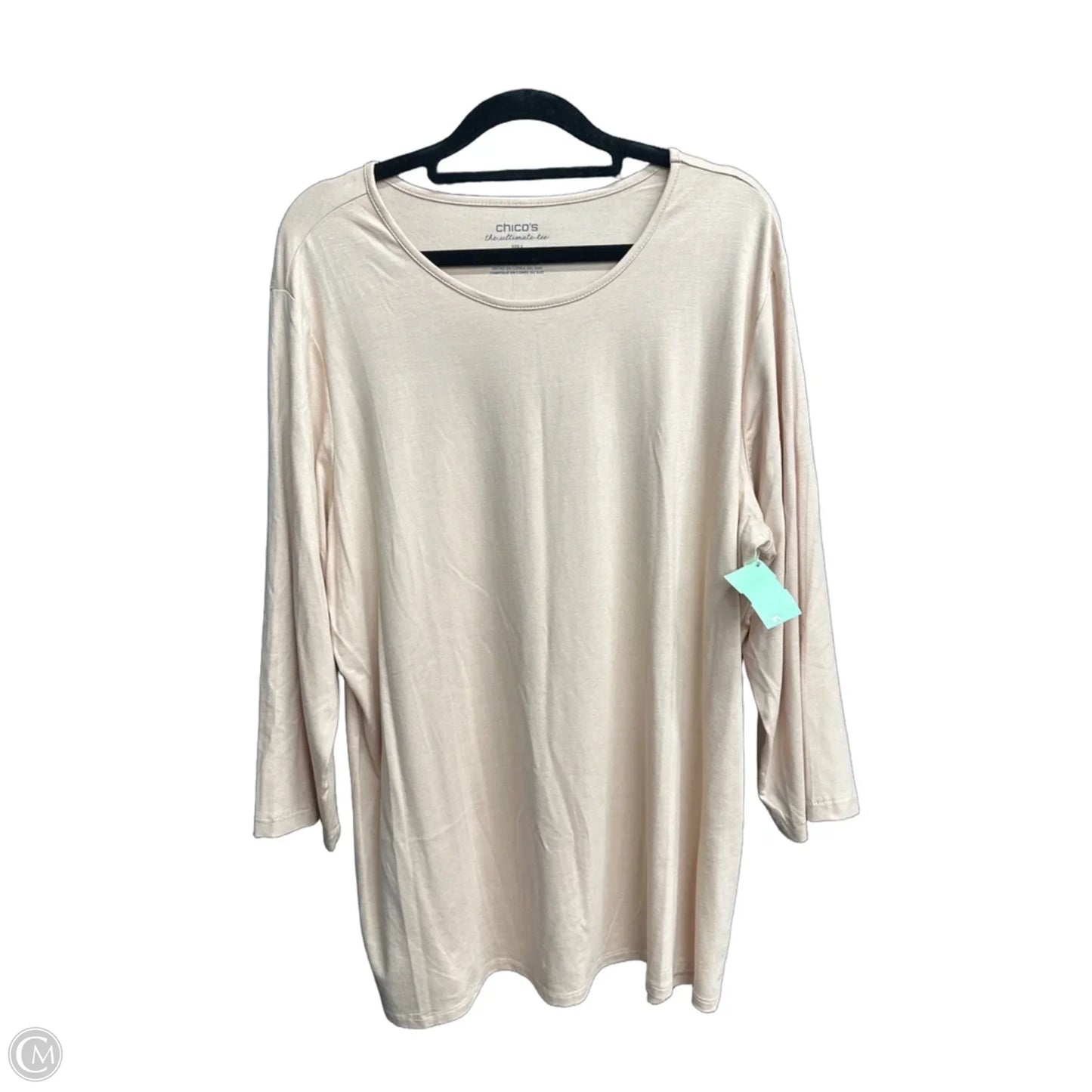 Top 3/4 Sleeve Basic By Chicos In Cream, Size: Xl