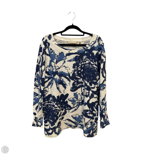 Top Long Sleeve By Soft Surroundings In Blue & White, Size: Xlp