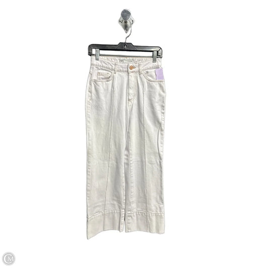 Jeans Wide Leg By Zara In White Denim, Size: 0