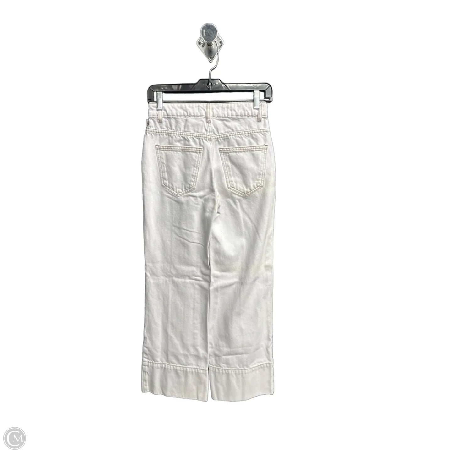 Jeans Wide Leg By Zara In White Denim, Size: 0