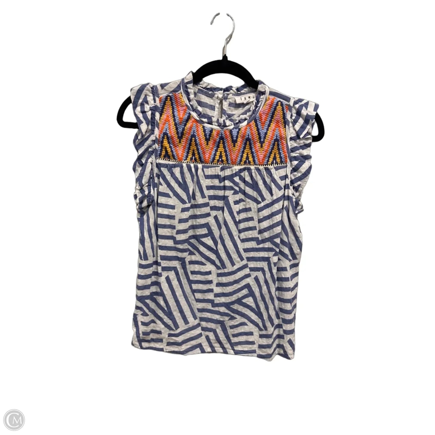 Top Sleeveless By Thml In Blue & White, Size: M