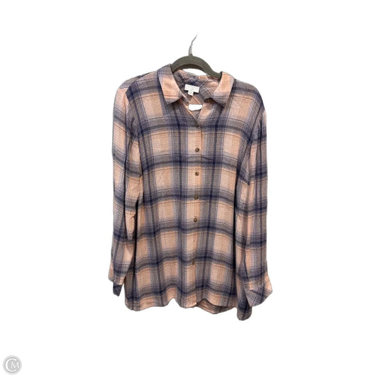 Blouse Long Sleeve By J. Jill In Plaid Pattern, Size: L