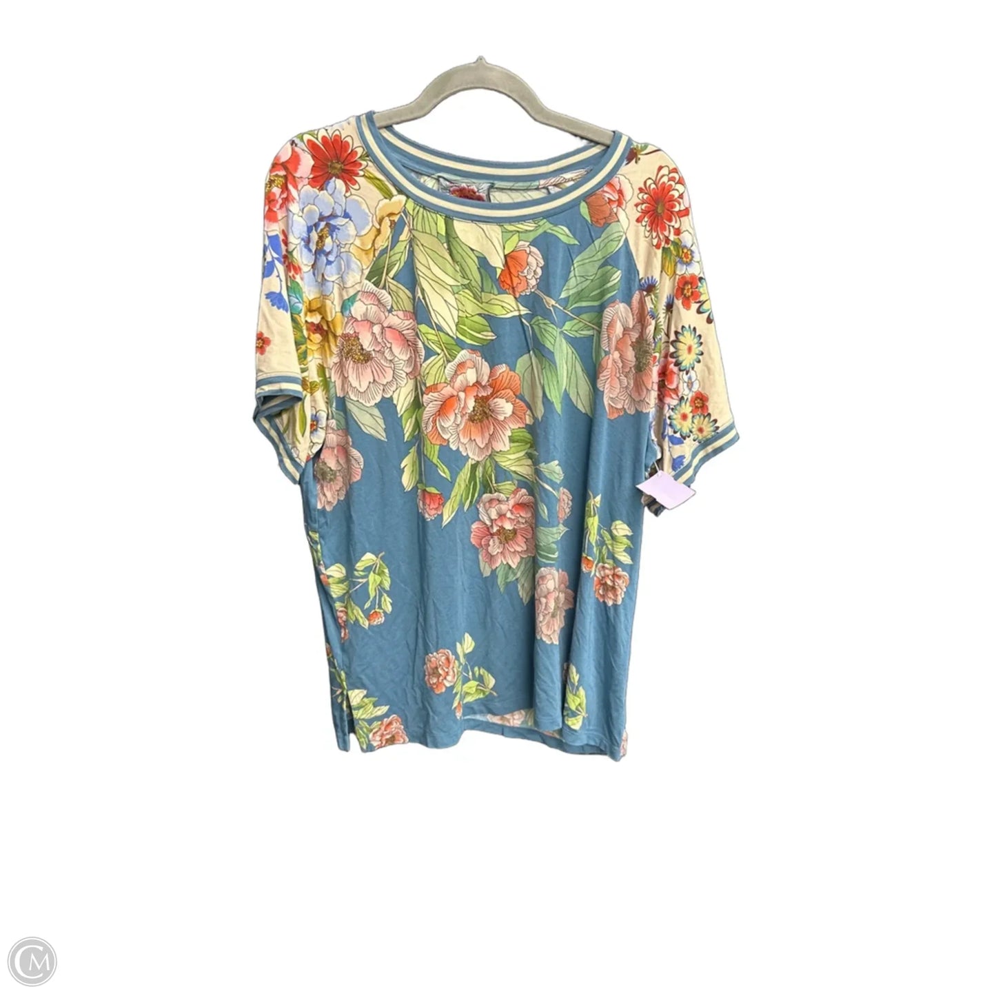 Top Short Sleeve Basic By Johnny Was In Floral Print, Size: Xl