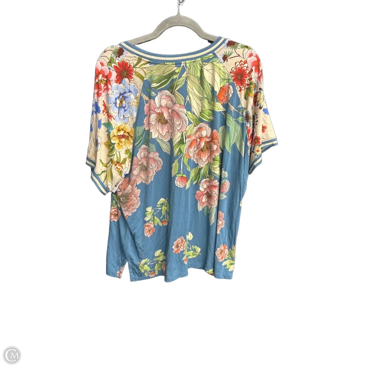 Top Short Sleeve Basic By Johnny Was In Floral Print, Size: Xl