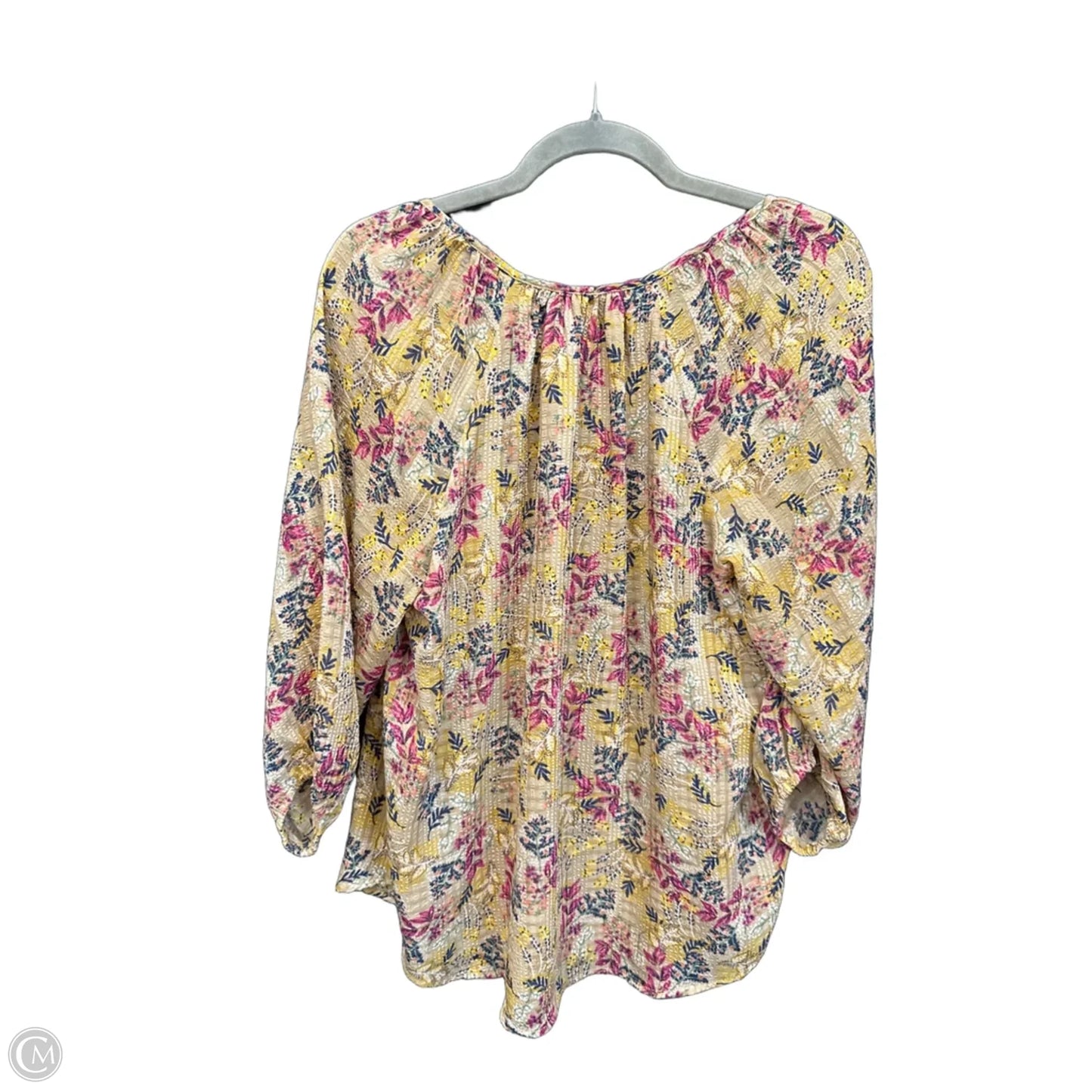 Top 3/4 Sleeve By Loft In Floral Print, Size: M
