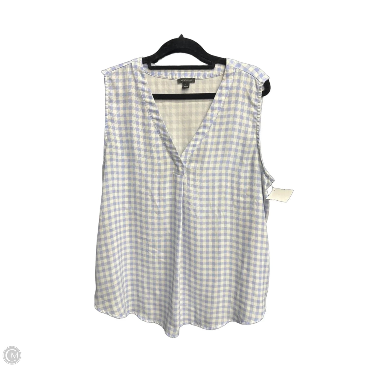 Top Sleeveless By Ann Taylor In Checkered Pattern, Size: L