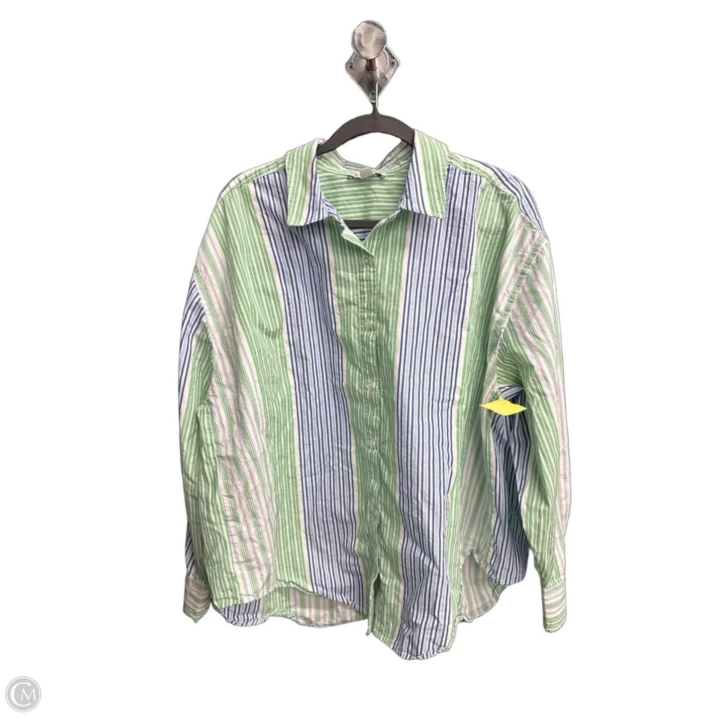 Blouse Long Sleeve By Free Assembly In Striped Pattern, Size: Xl