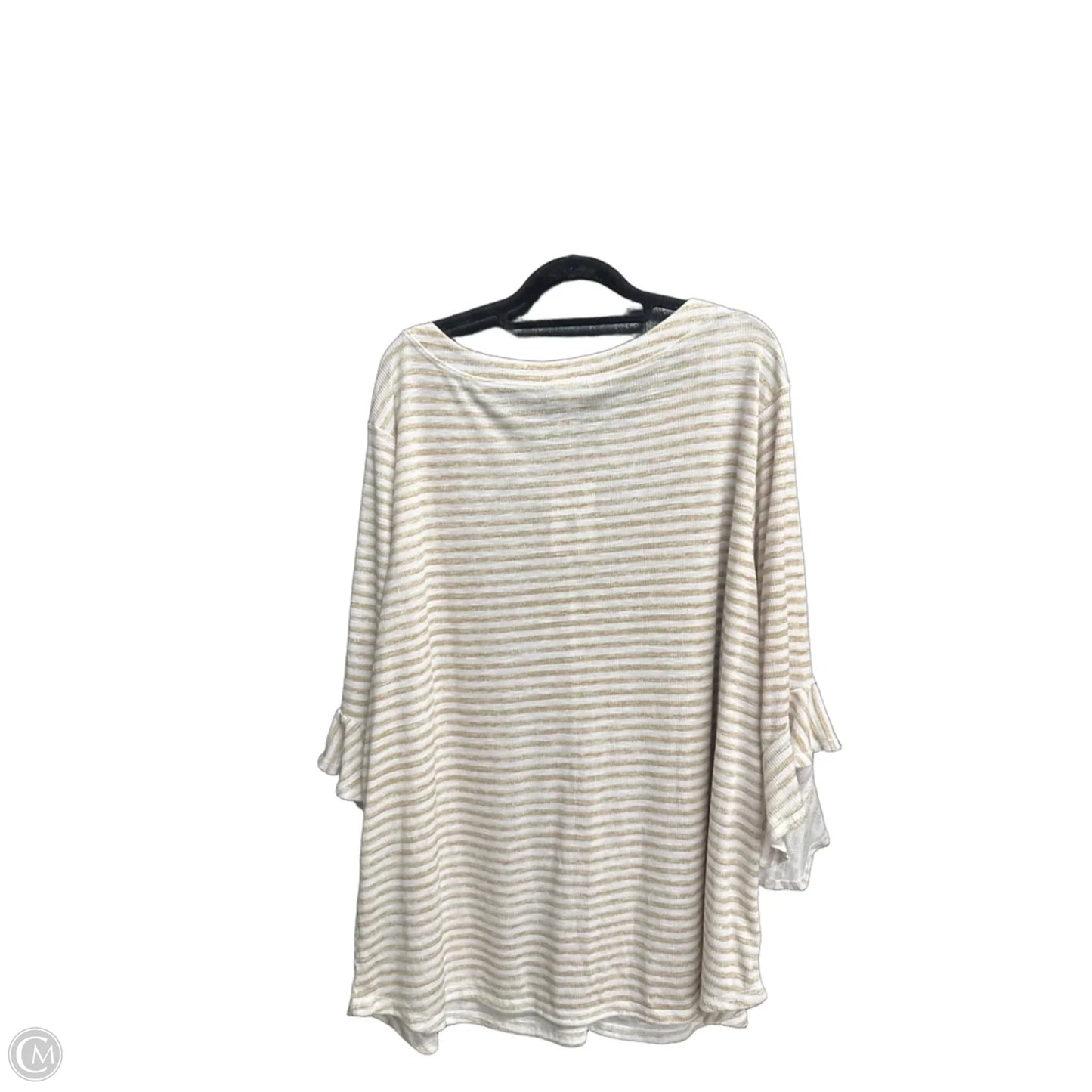 Top 3/4 Sleeve Basic By West Bound In Striped Pattern, Size: 3x