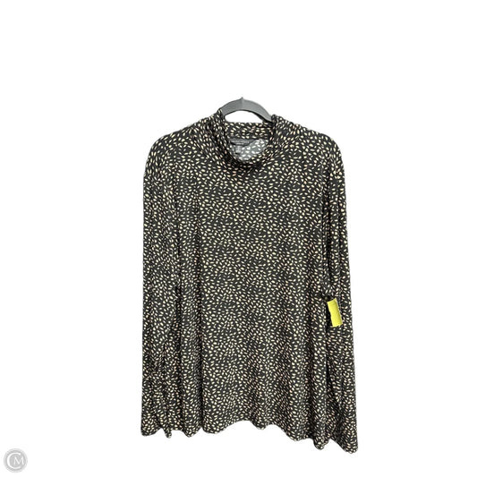 Top Long Sleeve Basic By Investments In Black & Tan, Size: 3x