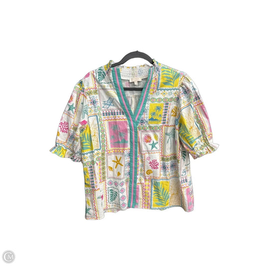 Top Short Sleeve By Chenault In Tropical Print, Size: Xl