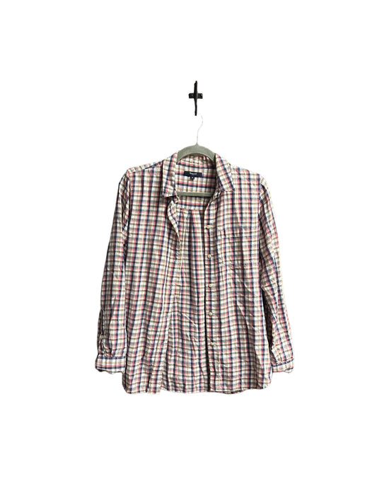 Blouse Long Sleeve By Madewell In Plaid Pattern, Size: M