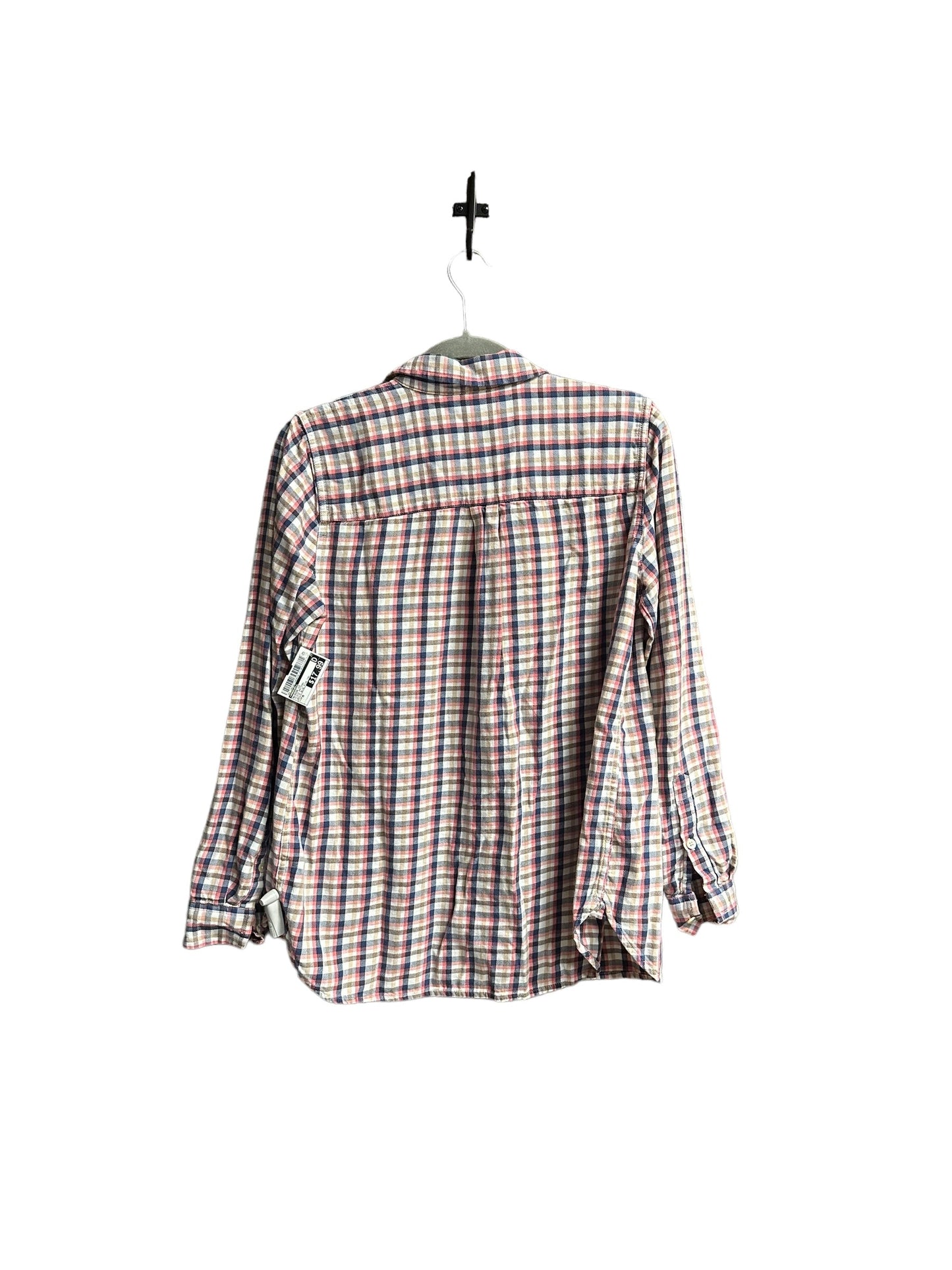 Blouse Long Sleeve By Madewell In Plaid Pattern, Size: M