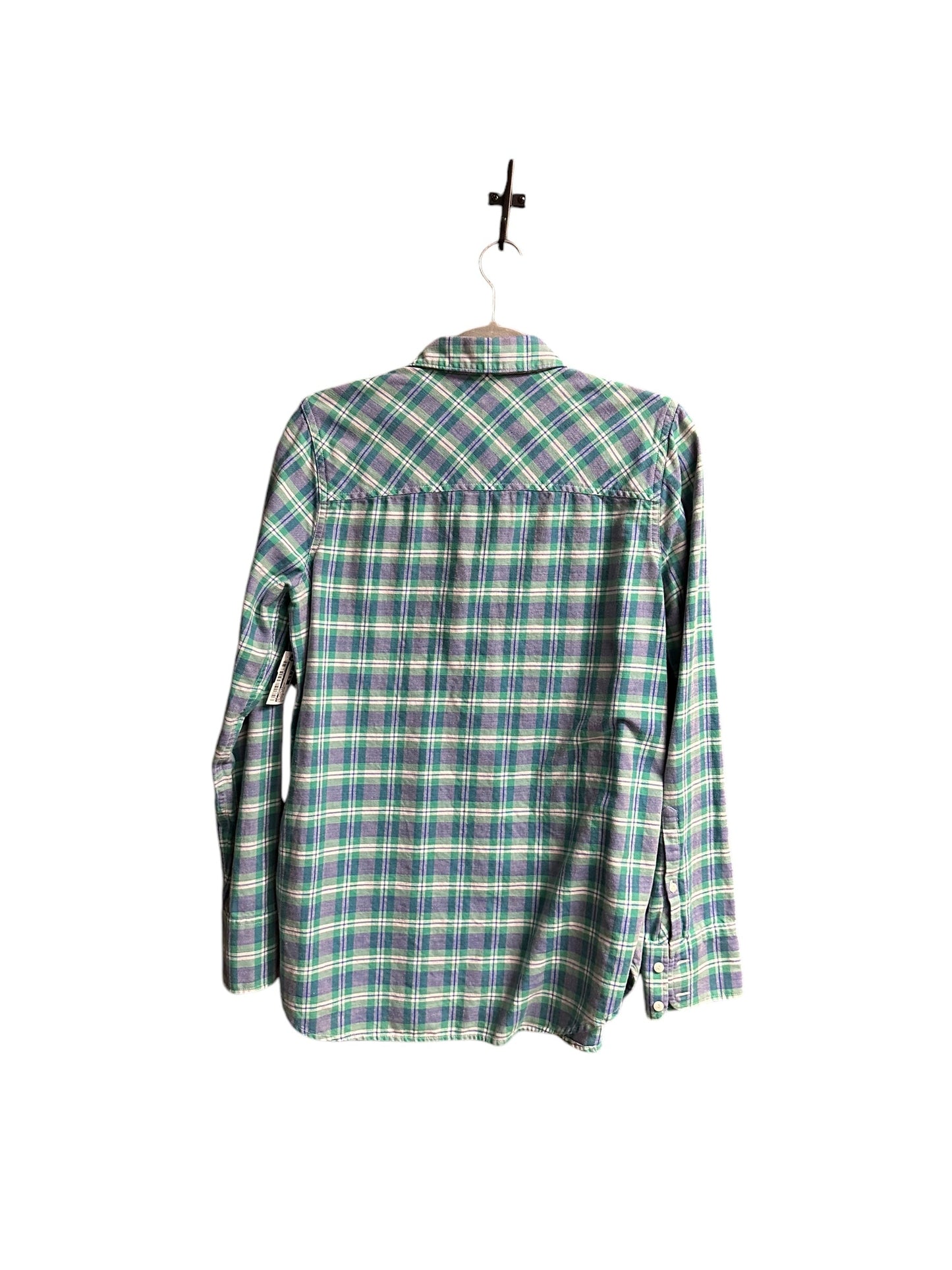 Blouse Long Sleeve By J. Crew In Plaid Pattern, Size: M