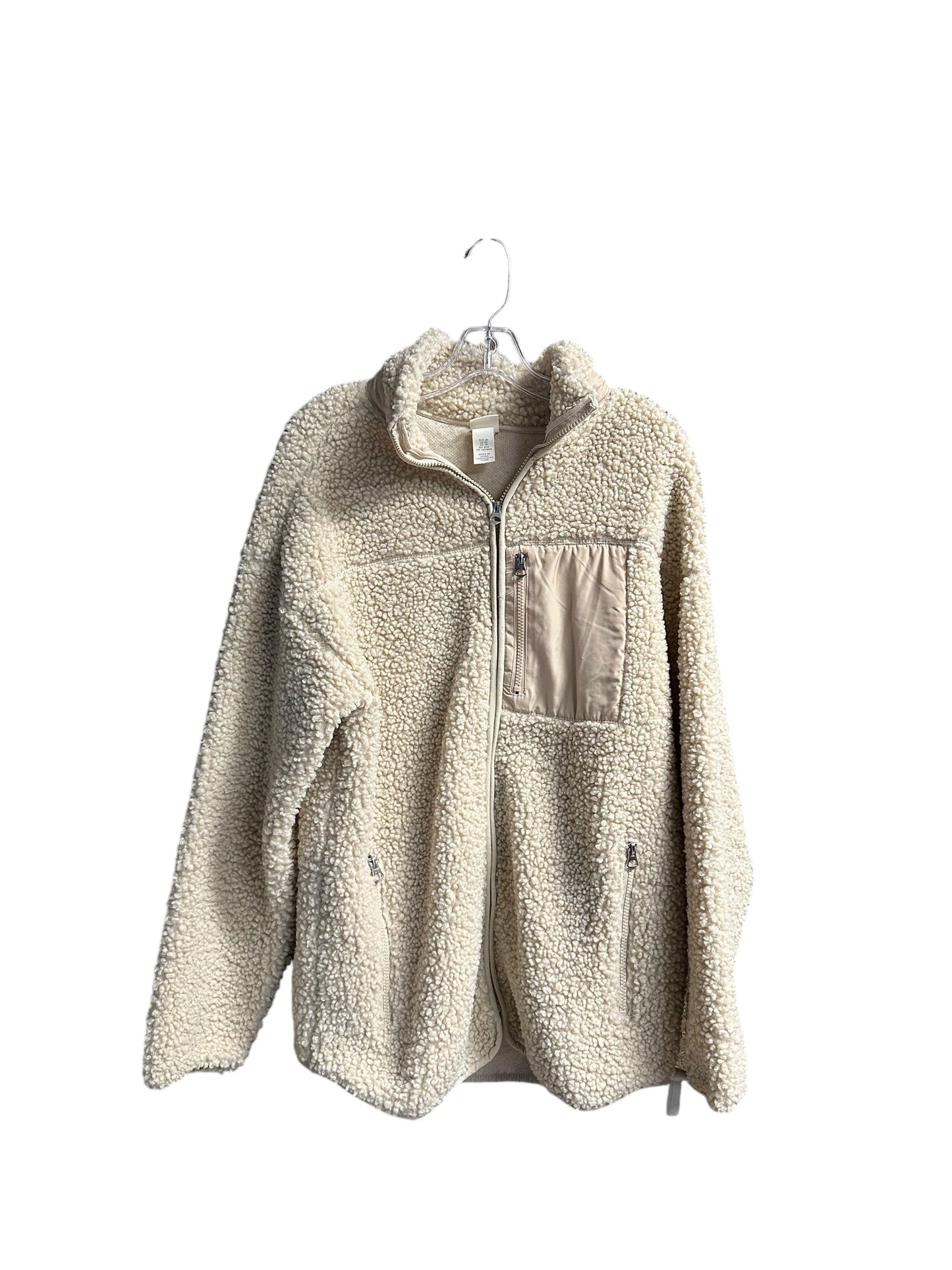 Jacket Faux Fur & Sherpa By H&m In Beige, Size: Xs