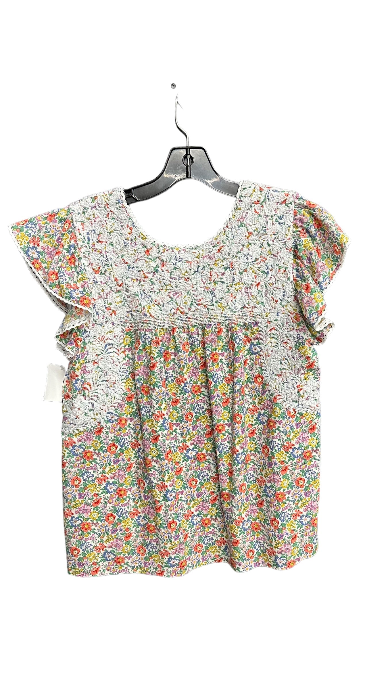 Multi-colored Top Short Sleeve Clothes Mentor, Size S