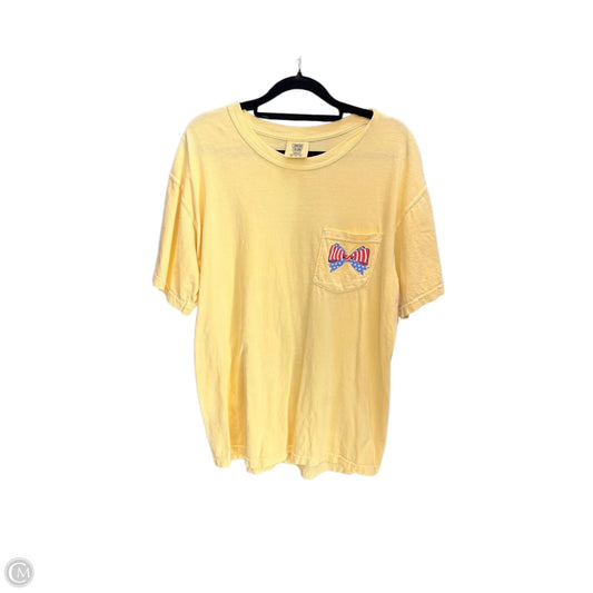 Top Short Sleeve By Comfort Colors In Yellow, Size: M